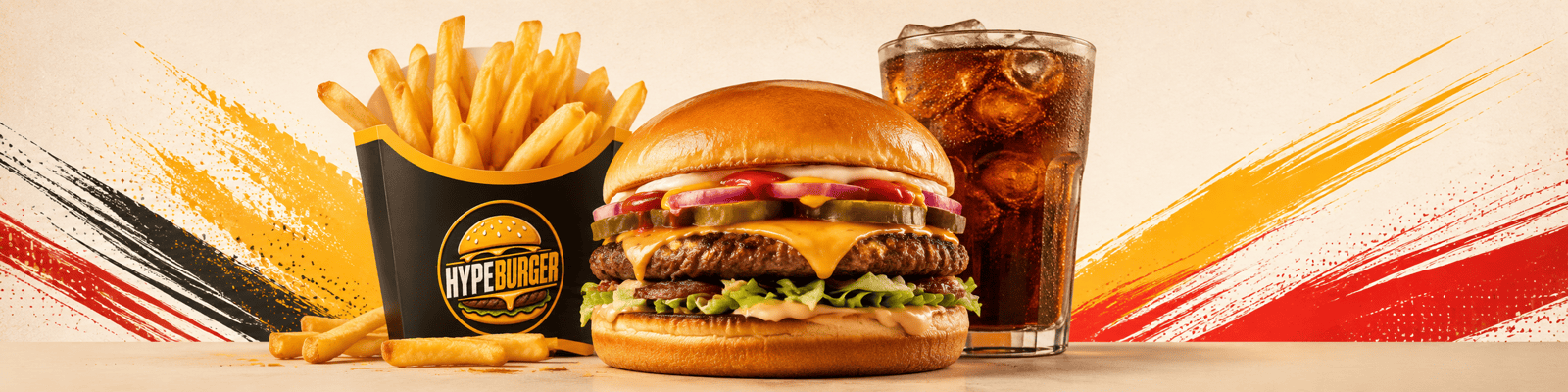 HYPEBURGER burger, fries and drink combo